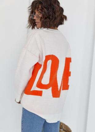 Подовжена жіноча кофта з написомна спині love