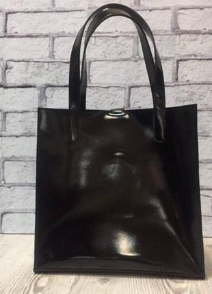 Сумка жіноча натуральна глянцева шкіра,сумка шкіряна чорний глянець,жіноча шкіряна лакова сумка3 фото