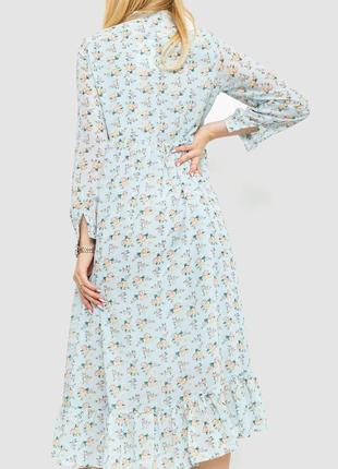 Сукня шифонова на підкладці колір бірюзово-бежевий5 фото