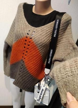 Стильный теплый уютный джемпер пуловер с оверсайз удлиненный сзади3 фото