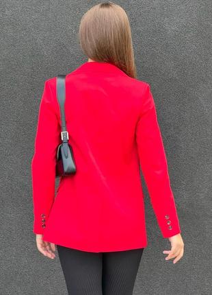 Красный пиджак двубортный на пуговицах классический пиджак прямого кроя2 фото