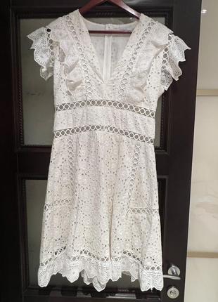 Красивое нарядное платье белое прошва оригинал paperlace london размер м небольшая l