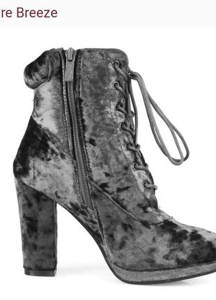 Сірі вельветові чобітки, черевики, дизайнерські ботильйони з вишивкою, трояндою3 фото