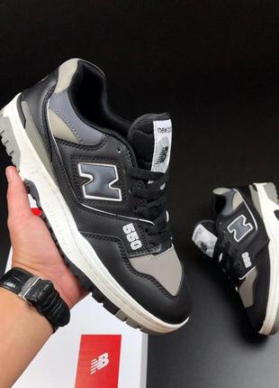 Мужские кроссовки new balance 550 кожаные черные