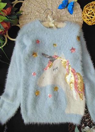 Пушистый свитерок с единорогм f&amp;f