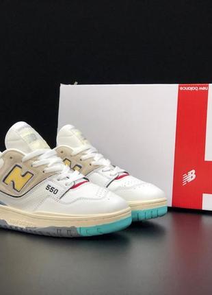 Мужские кроссовки new balance 550 кожаные белые желтые4 фото