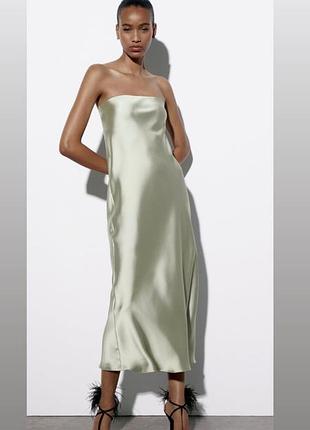 Атласное платье zara розмір m (2917/331)