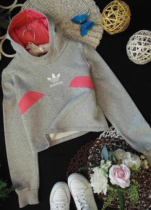 Моднячее худи кроп топ оверсайз adidas