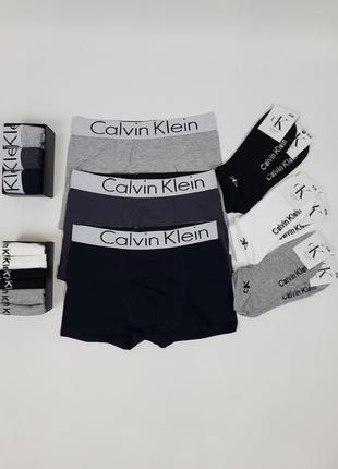 Носки и трусы 3шт и 6 пар calvin klein. мужские боксеры трусы и короткие носки кельвин кляйн4 фото