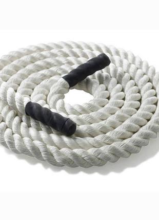 Канат тренувальний для кросфіта 6м battle rope white 50х61 фото