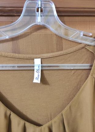 Віскозна комбінована блуза гірчичного кольору на р.52/ eur443 фото