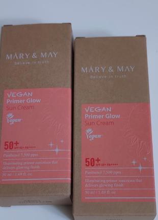 Сонцезахисний крем mary&may vegan primer glow sun cream spf 50+ pa++++ 50 мл