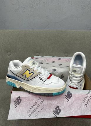 Кроссовки new balance 550 white yellow turquoise