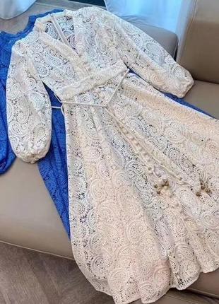 Вечірня ніжна сукня плаття сорочка міді з мережива9 фото