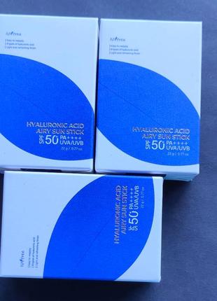 Зволожуючий сонцезахисний стік isntree hyaluronic acid airy sun stick spf50+ pa++++: