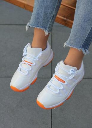 Женские кроссовки nike air jordan retro 11 white orange / smb8 фото