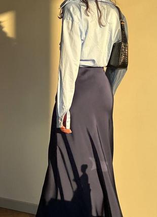 Женская базовая длинная меди черная юбка атлас лето тренд 2023 года элегантная5 фото