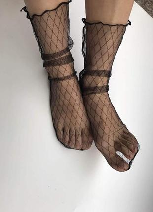 Шкарпетки фатин прозорі ромби 36-39 чорні