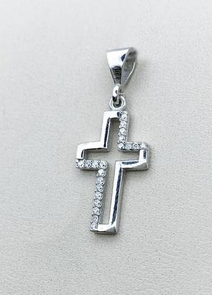 Хрест срібний з кубічним цирконієм 1,47 г