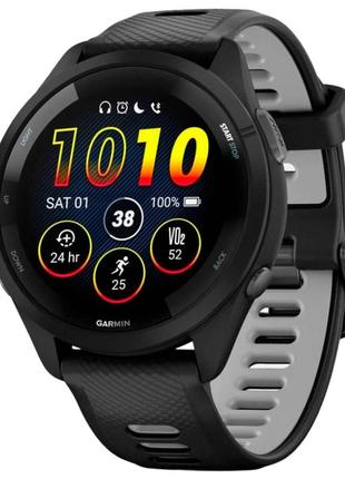 Спортивний годинник garmin forerunner 265 black bezel and case with black/powder gray silicone band1 фото