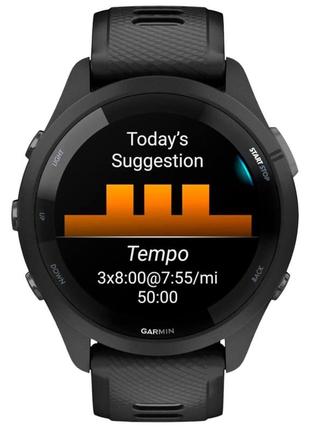 Спортивний годинник garmin forerunner 265 black bezel and case with black/powder gray silicone band6 фото