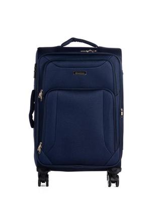 Чемодан большой синий на 4-х колесах текстиль 2m xl103-big