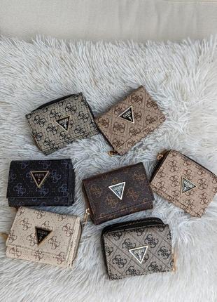Жіночий міні гаманець guess гесс у кольорах, брендовий гаманець, гаманець-конверт, модний гаманець, гаманець