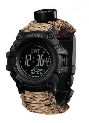 Мужские наручные электронные часы skmei 1356dcpk desert camo tactic compass