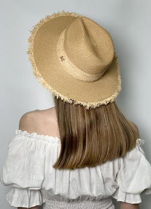 Шляпа женская федора летняя темно бежевая 54-58 см sl210354 фото