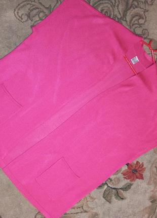 Трикотажный,розовый кардиган или удлинённый жилет с карманами,большого размера,мьянма7 фото