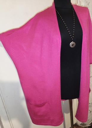 Трикотажный,розовый кардиган или удлинённый жилет с карманами,большого размера,мьянма6 фото