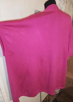 Трикотажный,розовый кардиган или удлинённый жилет с карманами,большого размера,мьянма5 фото