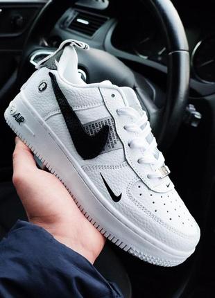 Кроссовки nike air force 1 utility кожаные, осенние кроссовки найк аир форс черно-белые, найк эир форс4 фото