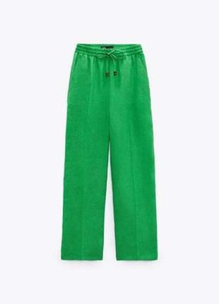 100% льон штани zara зеленого кольору2 фото