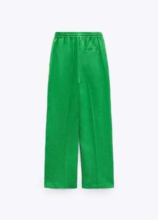 100% льон штани zara зеленого кольору3 фото