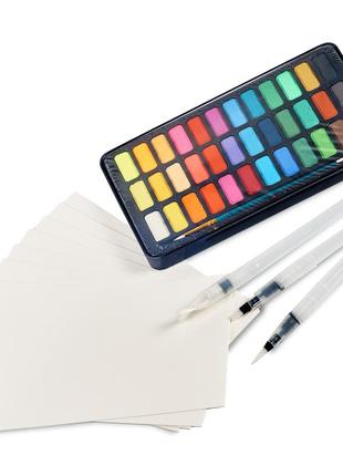 Подарунковий набір акварельних фарб для малювання professional paint set 36 кольорів у металевому пеналі. топ6 фото