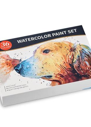 Подарунковий набір акварельних фарб для малювання professional paint set 36 кольорів у металевому пеналі. топ8 фото