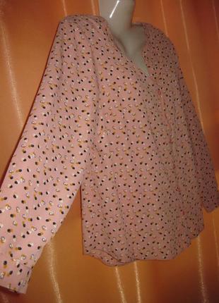 Приятная легкая розовая в горошек блузка рубашка на пуговицах расстегивается papaya большой размер18