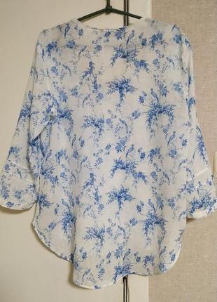 Zara лен и хлопок легкая блуза/рубашка с кружевом кроше и замечательным принтом3 фото