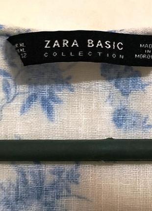 Zara лен и хлопок легкая блуза/рубашка с кружевом кроше и замечательным принтом7 фото