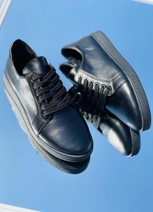 Слипоны / кеды натур кожа черные 36-43р все цвета