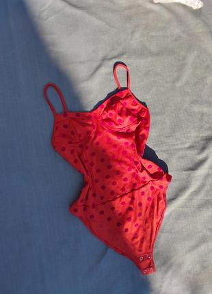 Боди в бархатный горох оранжевый