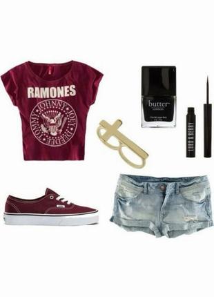Новая натуральная оверсайз футболка burgundy ramones oversized