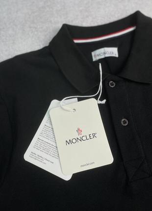 Чоловіча поло футболка moncler чорна / якісні поло футболки для чоловіків6 фото