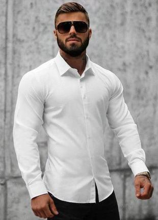 Мужская белая классическая рубашка чоловіча біла класична сорочка2 фото