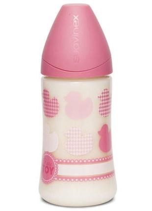 Бутылочка для кормления suavinex истории малышей 270 мл, розовая (304381)2 фото