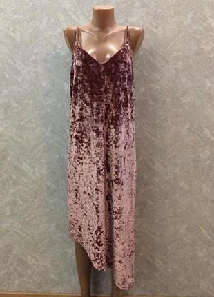 Сукня міді вечірній оксамитове велюрове з асиметричним низом розмір 12-14 atmosphere