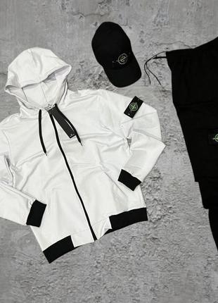 Осенний спортивный костюм комплект stone island с беллим зип худи мужской костюм стон айленд на осень
