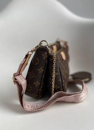 Брендова сумка louis vuitton multi pochette brown pink2 фото