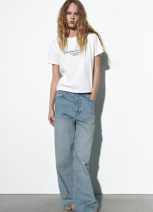 Футболка з надписом zara/ біла базова футболка zara